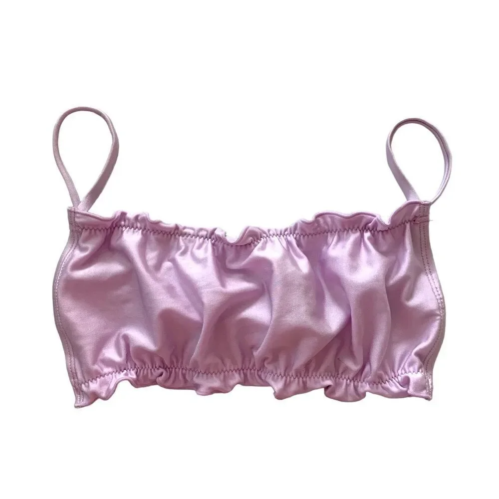 Topshop Lilac Shiny Frill Bikini Top